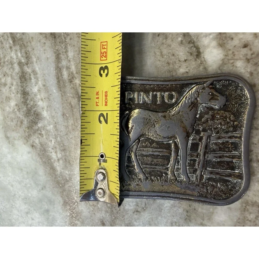 Vintage Pinto Belt Buckle James Lind 1975 Wyoming Studio Art Works Cowboy Heavy
